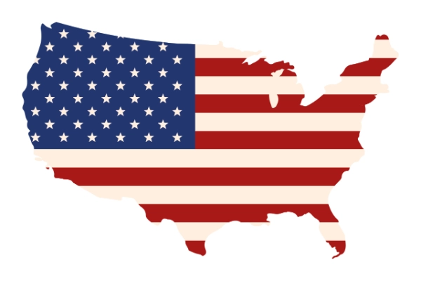 USA flag in map