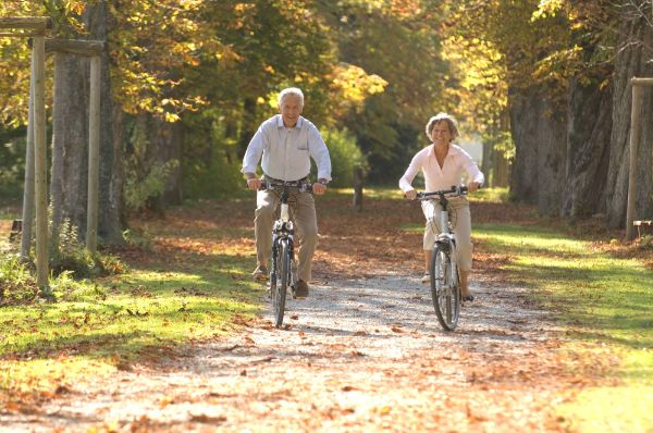 Senior Couple riding bycicles